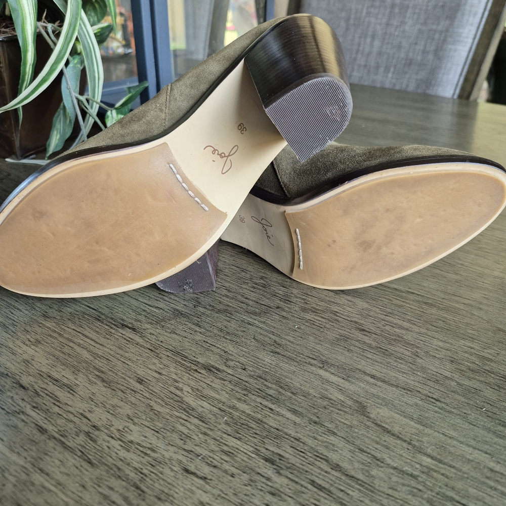 JOIE 'Cloee' Suede Leather Sz 9 /39 Booties Olive Ankle Boots Quality Richness - Picture 6 of 13